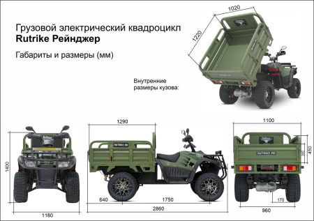 Грузовой электроквадроцикл Rutrike Рейнджер синий